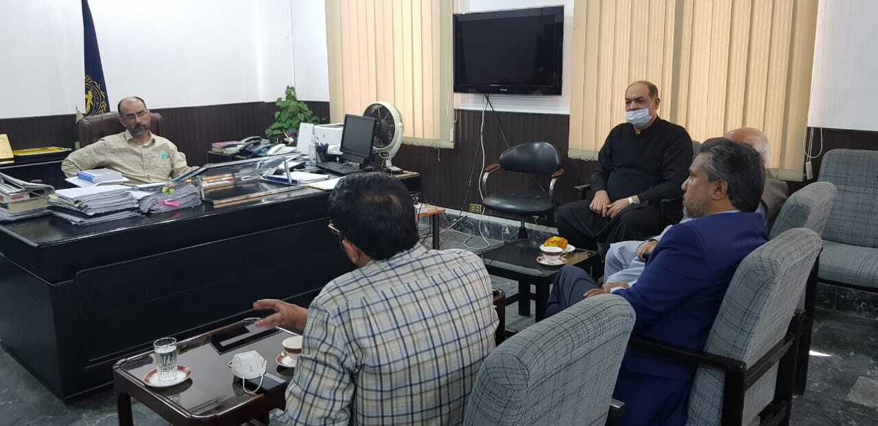 Meeting of Delegation led by Mr. Qaisar Iqbal Baryar, President, SCCI with Mr. Faiz Ali Collector Model Customs Collectorate, Sialkot for a discussion on the proposal of Shipment Consolidation for Companies in EPZA, on 4th March 2021.