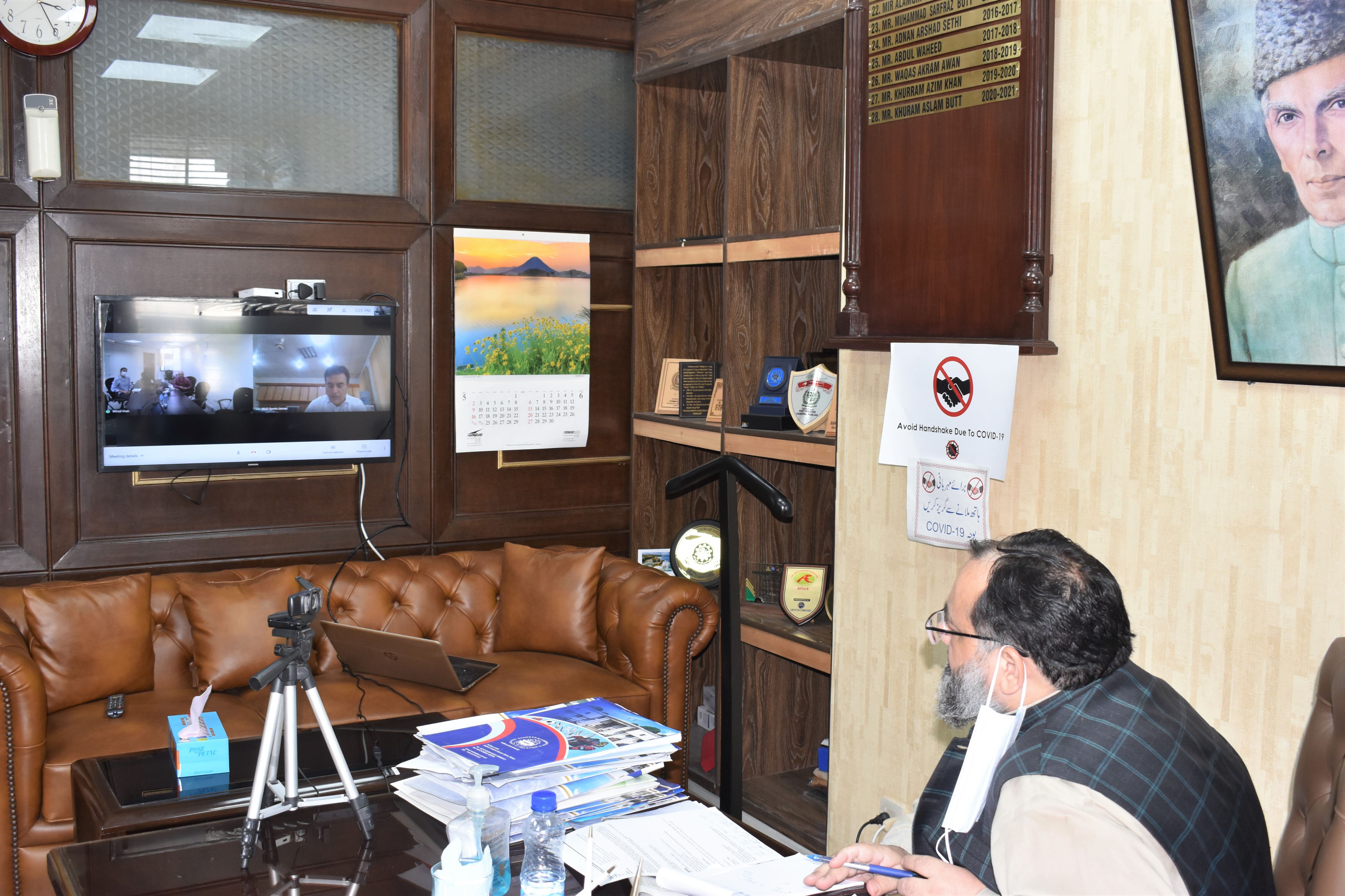 On June 01, 2021, An online meeting was held between USAID and SCCI. Mr. Khuram Aslam, Senior Vice President, SCCI and Mr. Muhammad Sarwar, Chairman Departmental Committee on USAID-Other capacity Building-Development Projects participated in the meeting.