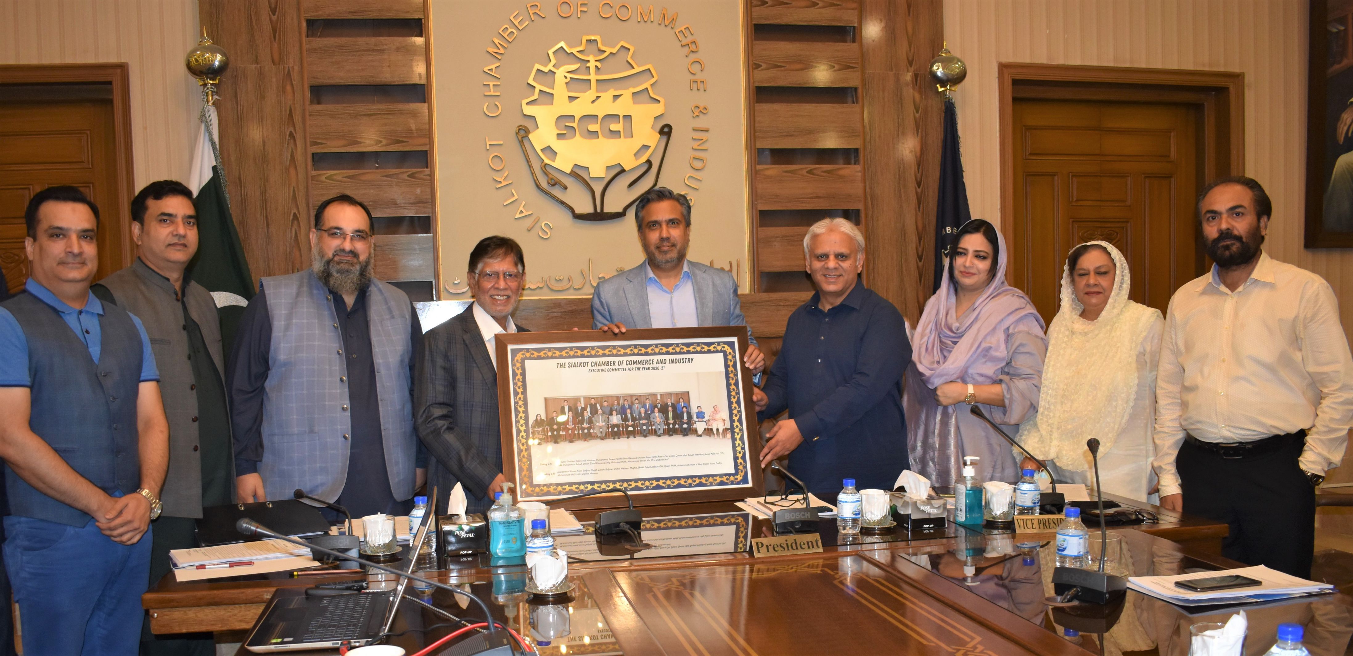 On September 29, 2021, Mr. Qaisar Iqbal Baryar, President, Mr. Khuram Aslam, Senior Vice President and Mr. Ansar Aziz Puri, Vice President, Sialkot Chamber of Commerce & Industry chaired the Executive Committee Meeting for the month of September 2021.