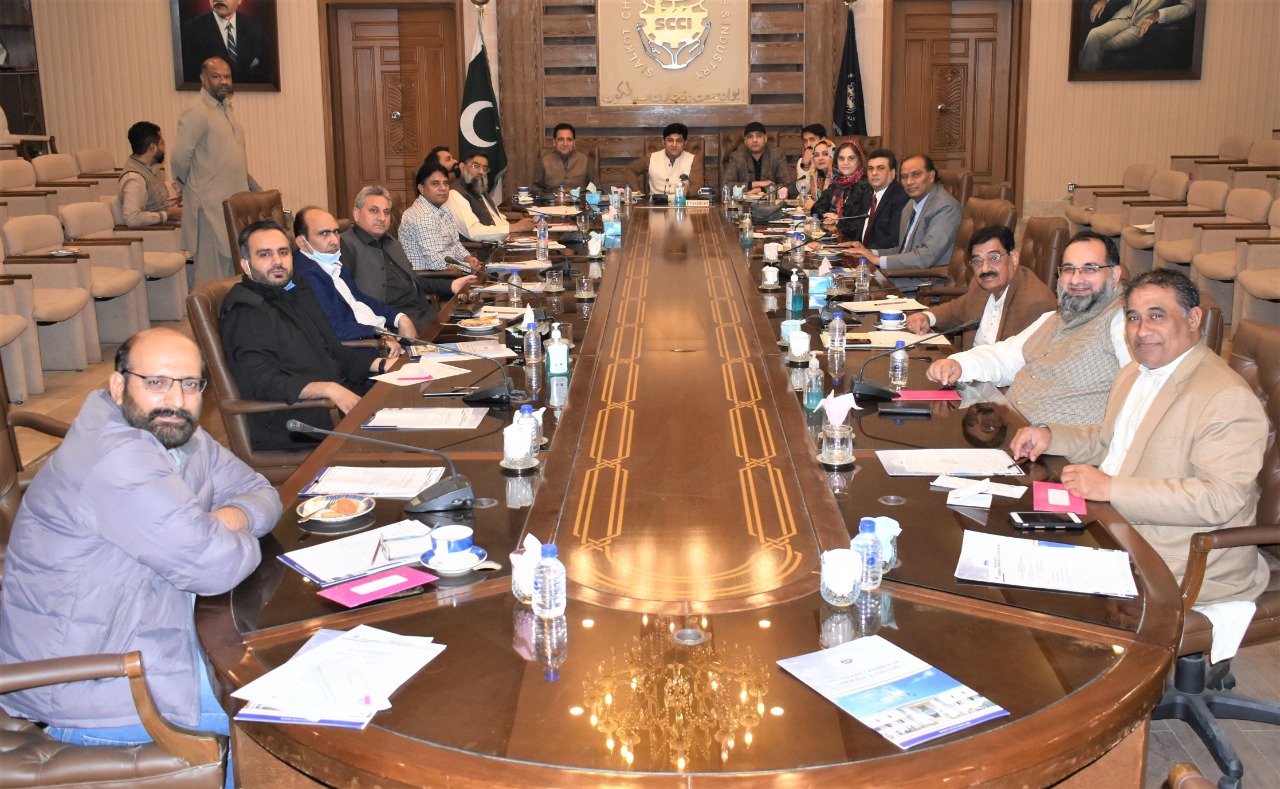 On November 19, 2021, Vice President, Sialkot Chamber of Commerce & Industry chaired a meeting of Departmental Committee on Fair & Exhibition/Delegation to discuss the international delegations to be organized by Sialkot Chamber in future. Mr. Qasim Malik, Chairman Committee said that the International Trade delegations and Exhibitions were delayed due to COVID-19 which was very disappointing for Industry of Sialkot. He said that Sialkot Chamber is looking forward to provide opportunities to Sialkot Exporter by arranging International Trade Delegations and Exhibitions.  Senior Vice President, SCCI said that during the meeting with secretary Commerce Mr. Sualeh Ahmad Faruqui, He assured his full support in accommodating the exhibitions recommended by SCCI.