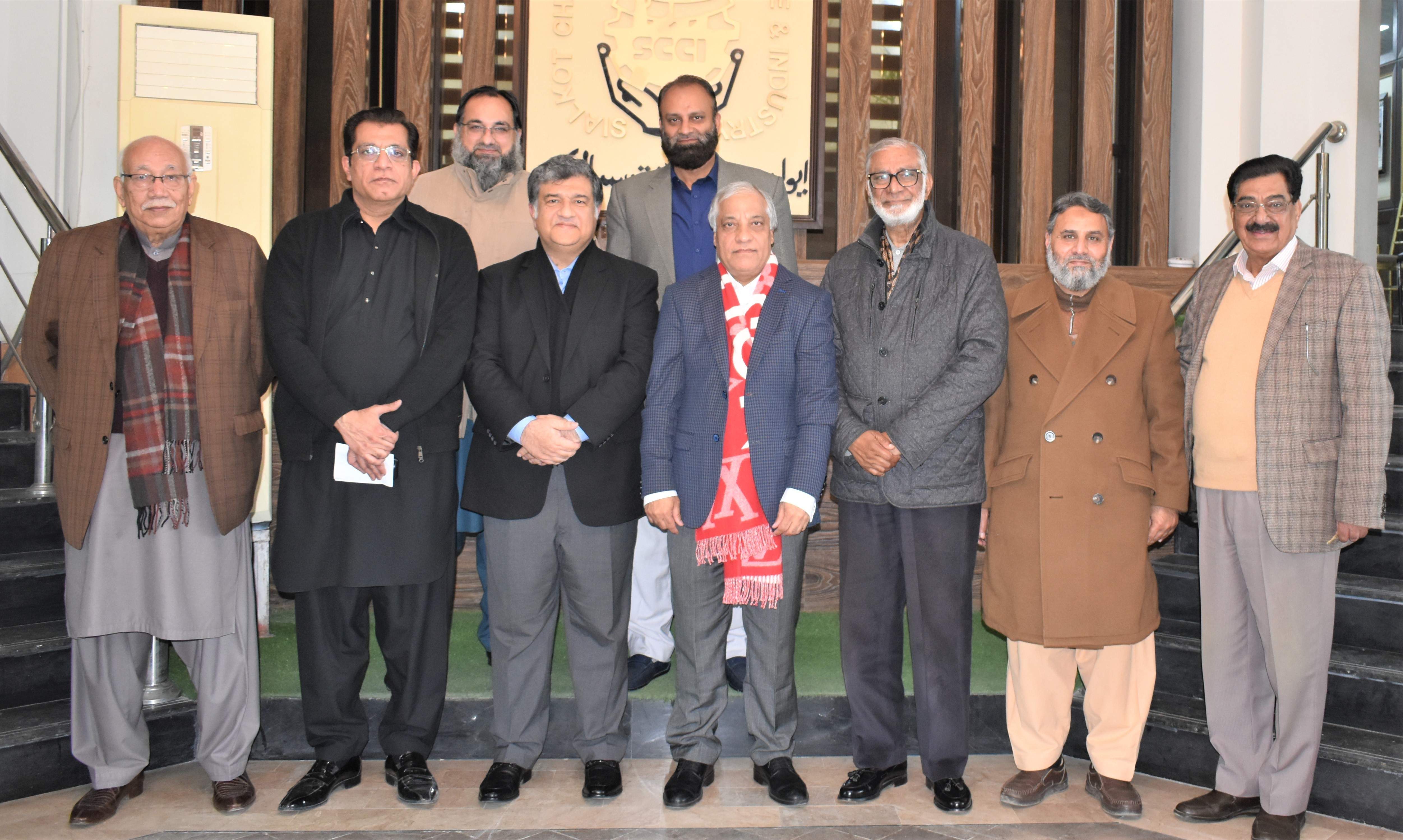 On January 15, 2022, A delegation of Sialkot Tannery Zone led by Ch. Raza Munir, Chairman and Mr. Abdul Waheed Sandal CEO Sialkot Tannery Zone had a meeting with Mian Imran Akbar, President Sialkot Chamber of Commerce & Industry. Mr. Majid Raza Bhutta, Mr. Khuram Aslam and Shezada Ibn-e-Iqbal were also present in the meeting