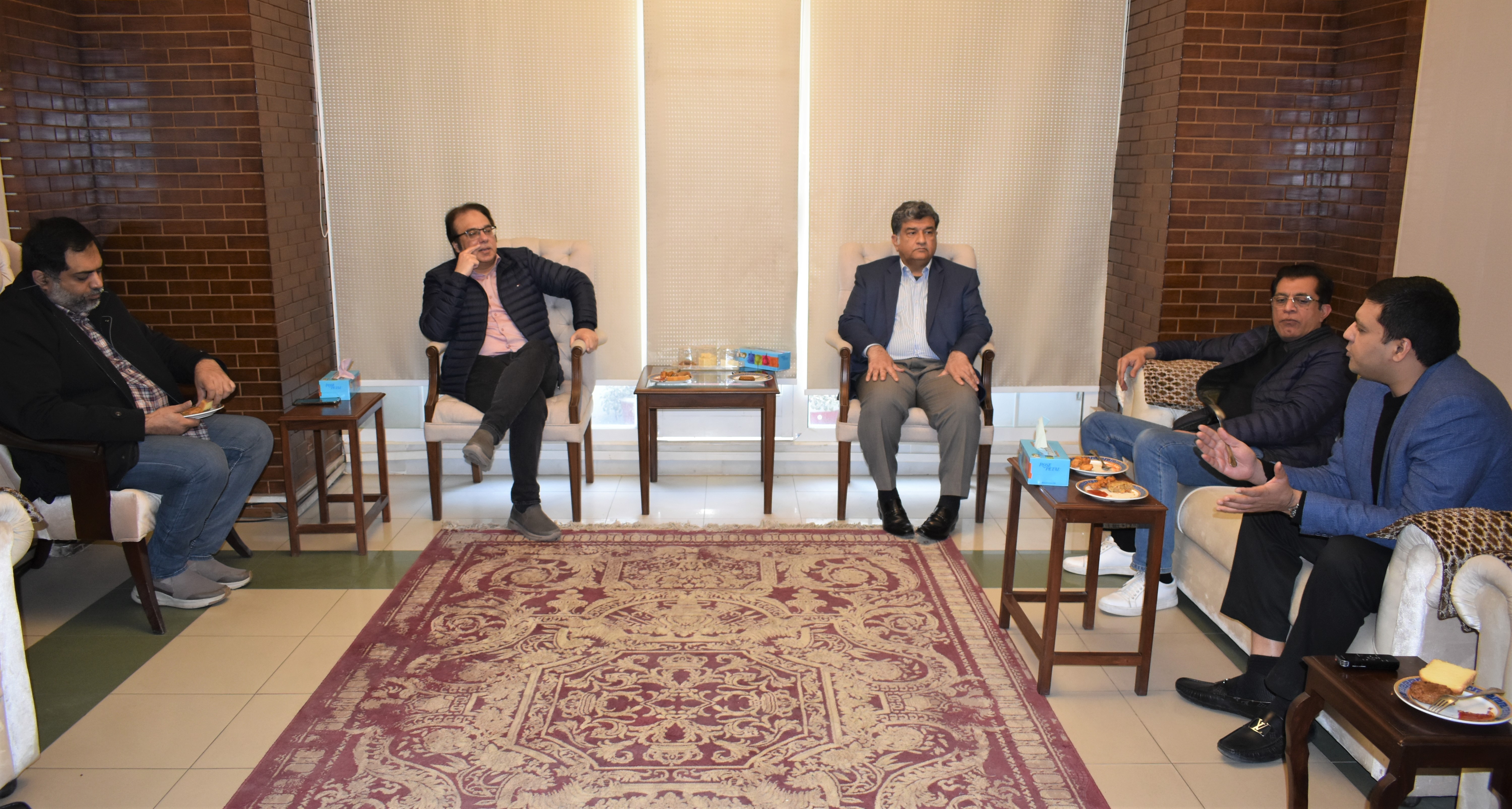 Mian Imran Akbar, President and Sheikh Zohaib Rafique Sethi, Senior Vice President Sialkot Chamber of Commerce & Industry held a meeting with Exporters from the Leather sector of Sialkot on February 16, 2022.