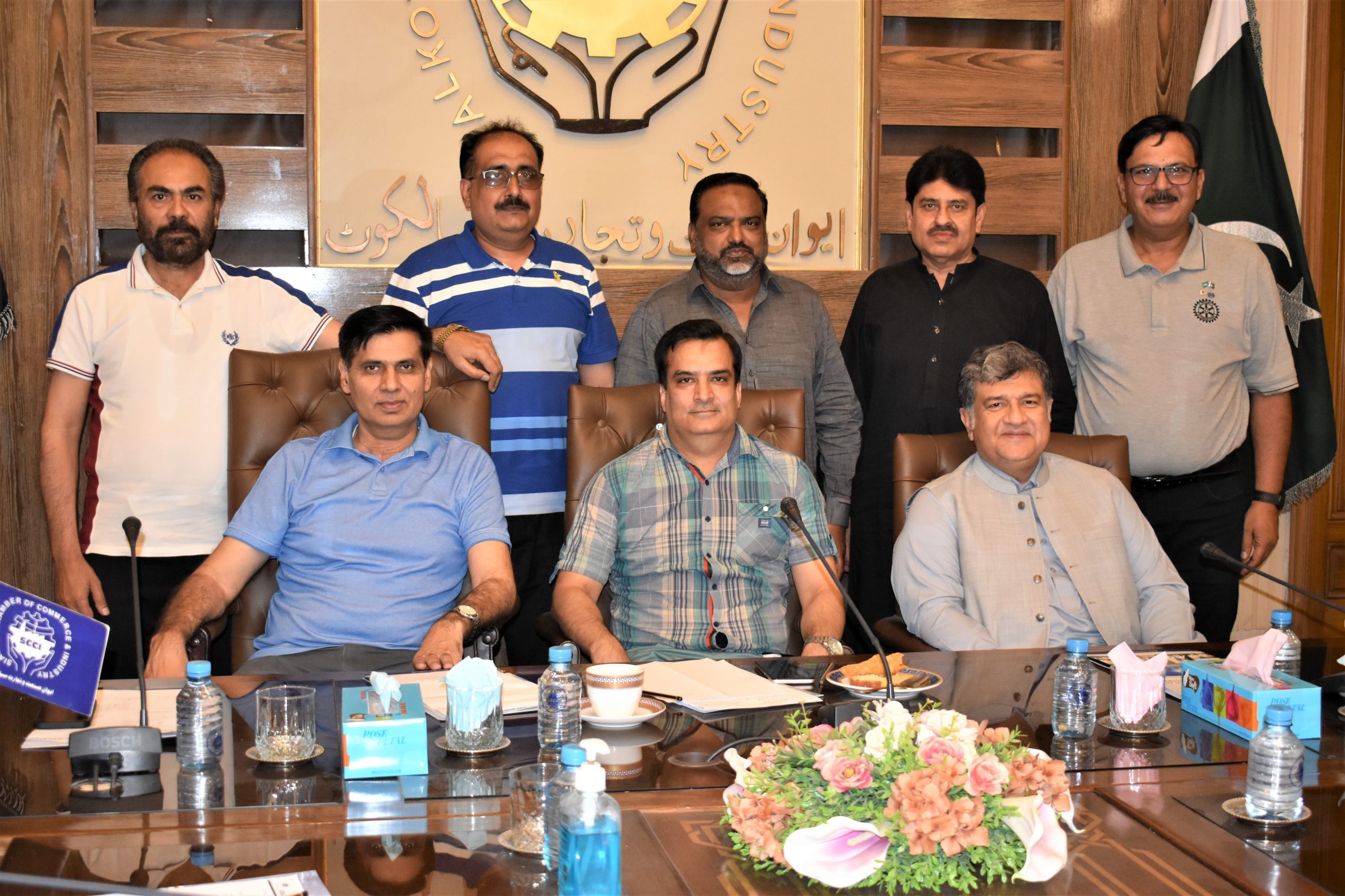 On May 27, 2022, Sheikh Faisal Naveed, Chairman SCCI Departmental Committee on Post Office/ Telecommunications held a committee meeting in order to discuss the matters relating to monitoring of Chamber’s Bulletin Delivery System. President Sialkot Chamber Mian Imran Akbar also attended the meeting.