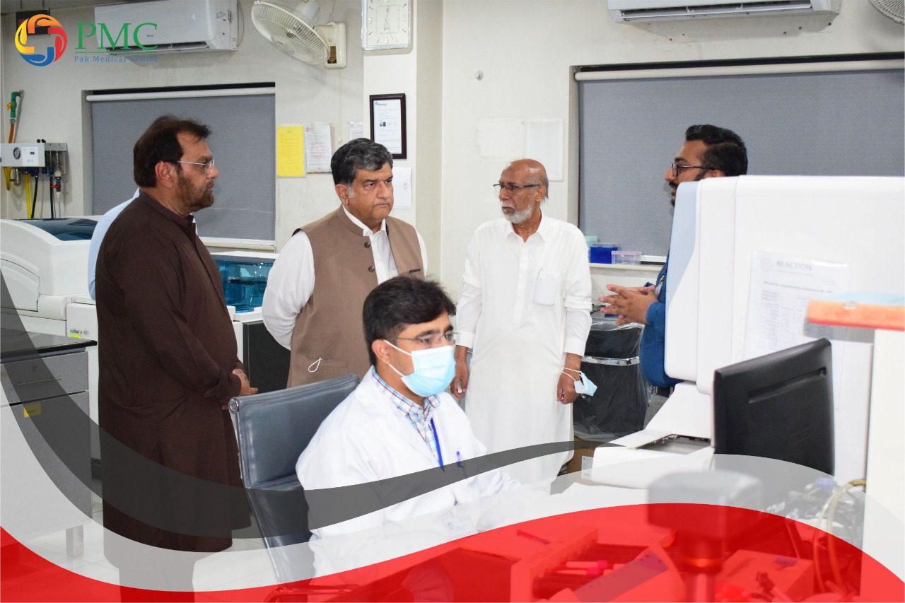 Mian Imran Akbar, President, Sialkot Chamber of Commerce & Industry visited the Pak Medical Centre (PMC), Sialkot to check the overall Medical Services offered by Pak Medical Centre, Sialkot on July 22, 2022. Mr. Najam Usman Shamsi (General Sectary) and Mr. Ali Baber (Executive Member), Pak Medical Centre, Sialkot warmly welcomed President SCCI. President SCCI visited different departments including Radiology, PCR Lab, Dental Clinic Lab and other prominent sections of PMC.