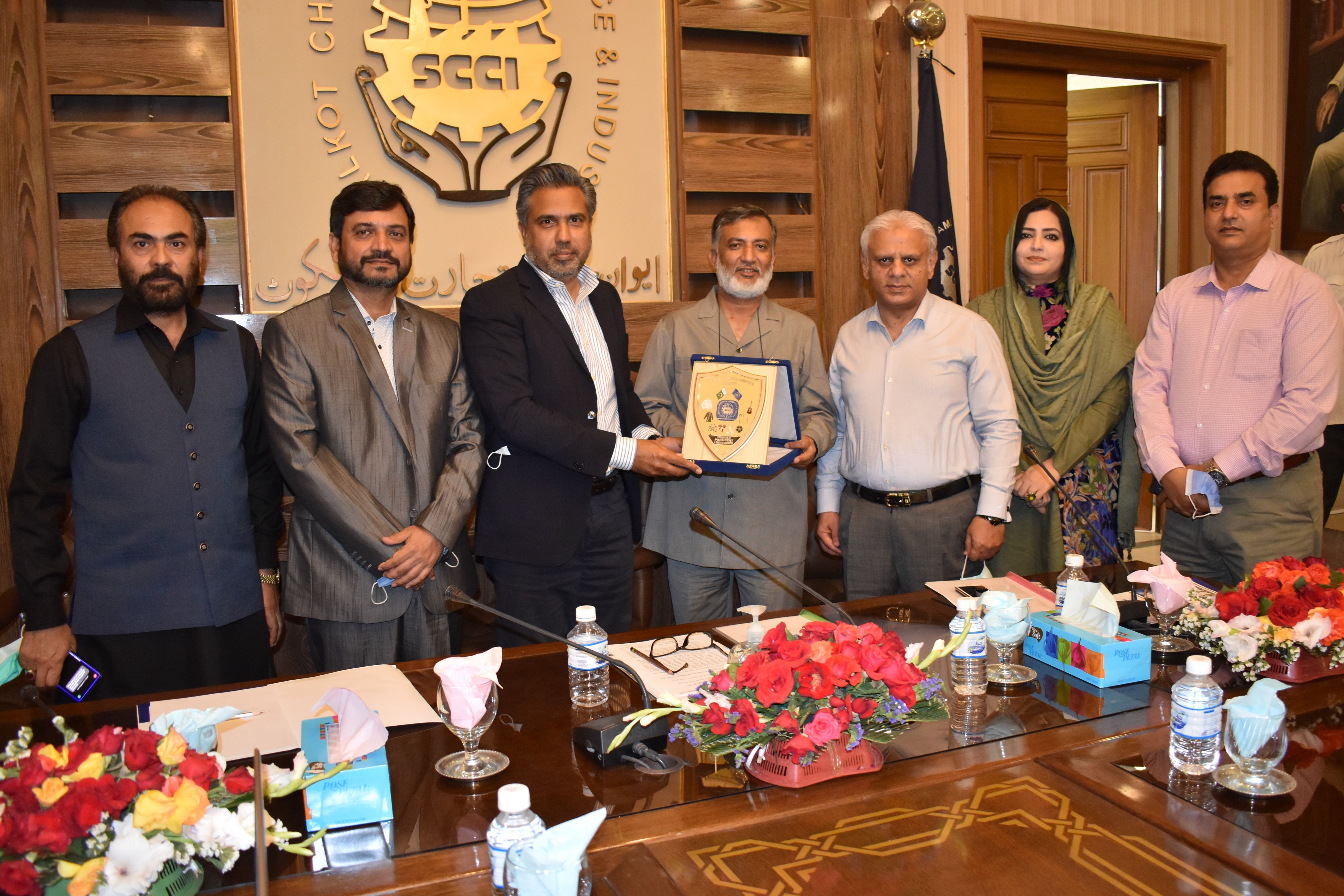On April 8, 2021, Mr. Qaisar Iqbal Baryar, President, SCCI chaired a seminar on “CHINA PAKISTAN ECONOMIC CORRIDOR (CPEC) Project, Prospects and Opportunities” at Sialkot Chamber in collaboration with “Think Pakistan. President SCCI praised the CPEC project and also said that Sialkot Industrial Zone would be established within Golden Economic Triangle region comprising of Gujranwala, Sialkot & Wazirabad and Gujrat, which would have all the facilities and amenities for exporters which would be connected with CPEC. During the seminar, Miss Ayesha Syed, CEO, Skillerz Connect and Dr. Abdullah Yasir, GC University Lahore briefed about CPEC as a framework of regional connectivity. Dr. Ishtiaq Gondal, University of Punjab, Lahore mentioned that under the CPEC project, China has intended $76 billion dollar investment to rapidly upgrade Pakistan’s required infrastructure and strengthen its economy by the construction of modern transportation networks, numerous energy projects, and special economic zones. President SCCI said that participants would have gained insights from the seminar about the strategic and economic significance of China-Pakistan Economic Corridor (CPEC) for both countries. On April 8, 2021, Mr. Qaisar Iqbal Baryar, President, SCCI chaired a seminar on “CHINA PAKISTAN ECONOMIC CORRIDOR (CPEC) Project, Prospects and Opportunities” at Sialkot Chamber in collaboration with “Think Pakistan. President SCCI praised the CPEC project and also said that Sialkot Industrial Zone would be established within Golden Economic Triangle region comprising of Gujranwala, Sialkot & Wazirabad and Gujrat, which would have all the facilities and amenities for exporters which would be connected with CPEC. During the seminar, Miss Ayesha Syed, CEO, Skillerz Connect and Dr. Abdullah Yasir, GC University Lahore briefed about CPEC as a framework of regional connectivity. Dr. Ishtiaq Gondal, University of Punjab, Lahore mentioned that under the CPEC project, China has intended $76 billion dollar investment to rapidly upgrade Pakistan’s required infrastructure and strengthen its economy by the construction of modern transportation networks, numerous energy projects, and special economic zones. President SCCI said that participants would have gained insights from the seminar about the strategic and economic significance of China-Pakistan Economic Corridor (CPEC) for both countries.