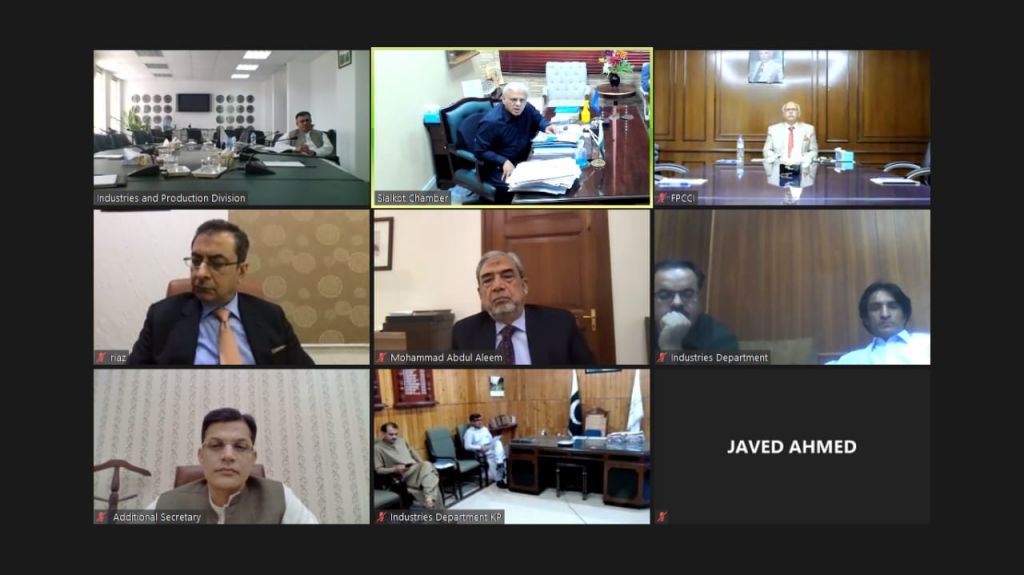 On June 16, 2021, Mr. Ansar Aziz Puri, Vice President, SCCI attended a virtual meeting on “Public and Private Sectors Cooperation for National COVID-19 Vaccination drive” under the Chairmanship of Mr. Kamran Ali Afzal, secretary, Industries & Production division. Secretaries from all provincial Industries & Commerce departments and office bearers of FPCCI, overseas Investors Chambers of Commerce & Industry and Lahore, Karachi, Faisalabad Chambers of commerce also participated in the session. On June 16, 2021, Mr. Ansar Aziz Puri, Vice President, SCCI attended a virtual meeting on “Public and Private Sectors Cooperation for National COVID-19 Vaccination drive” under the Chairmanship of Mr. Kamran Ali Afzal, secretary, Industries & Production division. Secretaries from all provincial Industries & Commerce departments and office bearers of FPCCI, overseas Investors Chambers of Commerce & Industry and Lahore, Karachi, Faisalabad Chambers of commerce also participated in the session.