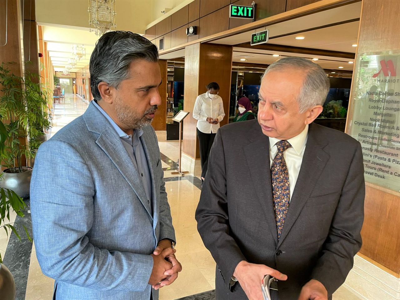 On August 25, 2021, Mr. Qaisar Iqbal Baryar, President, Sialkot Chamber of Commerce & Industry had a meeting with Mr. Abdul Razzak Dawood, Advisor to Prime Minister on Commerce & Investment on Launching Ceremony of 7th Reform Action Plan by Board of Investment, Government of Pakistan at Marriott, Islamabad. On August 25, 2021, Mr. Qaisar Iqbal Baryar, President, Sialkot Chamber of Commerce & Industry had a meeting with Mr. Abdul Razzak Dawood, Advisor to Prime Minister on Commerce & Investment on Launching Ceremony of 7th Reform Action Plan by Board of Investment, Government of Pakistan at Marriott, Islamabad.