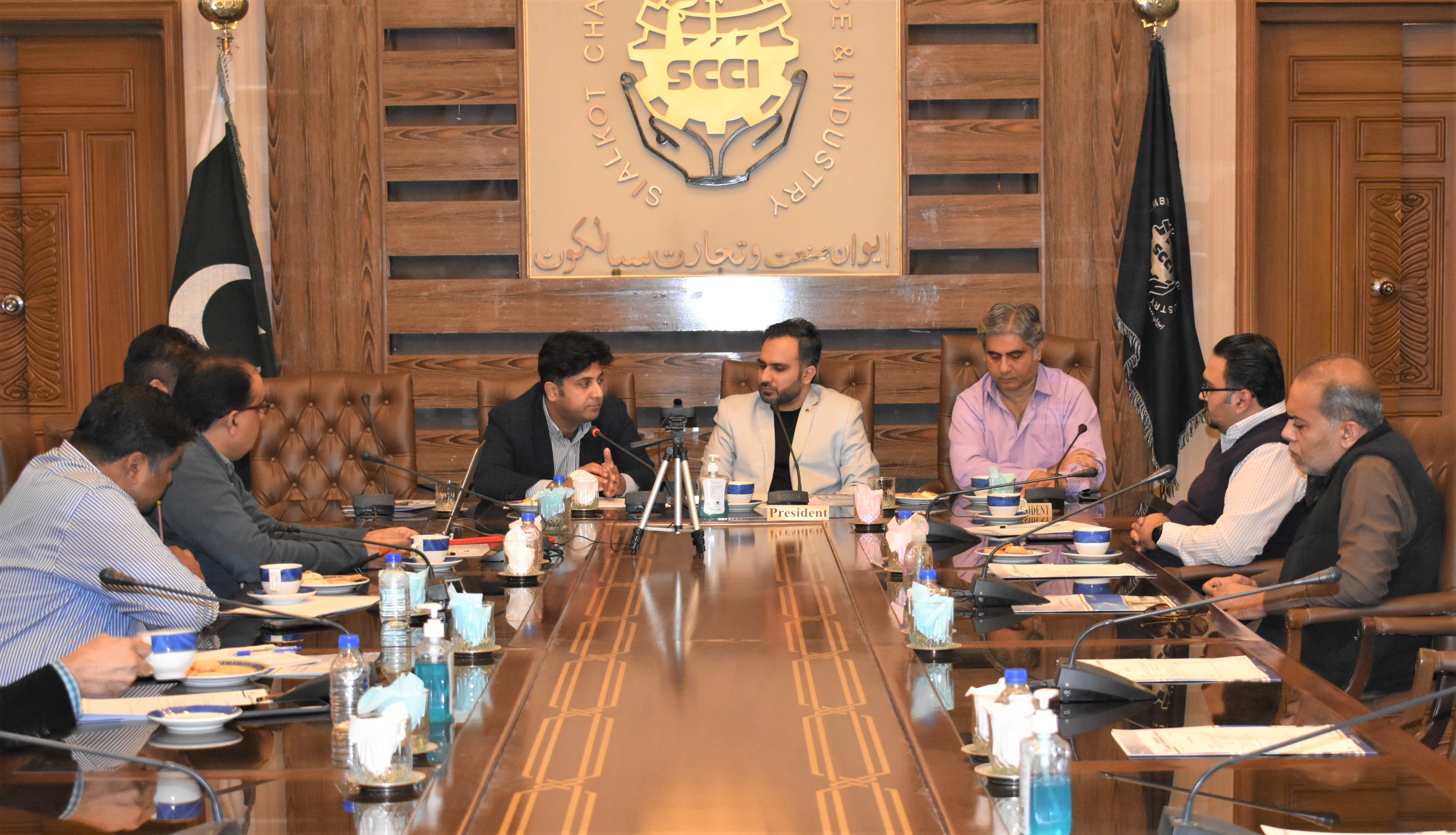 On November 11, 2021, Departmental Committee of Sialkot Chamber of Commerce & Industry on Cyber Crime held its first Introductory meeting to discuss the matters related to Cyber-attacks that targets Industrialists of Sialkot, Initialization of Penetration Testing and to Finalize the points to be take up to FIA for resolution of cyber crime affecting system security in Industry of Sialkot. Vice President, SCCI assured his full support in awareness of Penetration Testing in Industry of Sialkot to identify malware and virus affecting the system security. Mr. Omer Khalid, Chairman Committee discussed different vulnerabilities breached by cyber criminals including Man-in-the-Middle attack, Remote Access Trojan (RAT) and Code Red etc. He also recommended to share pictorial awareness on these attacks with members using SCCI Platforms. Mr. Aneel Sarfaraz, Senior Vice Chairman recommended to initiate the awareness sessions on Official YouTube Channel of SCCI to educate our members on effectiveness of cyber-security and Penetration Testing. On November 11, 2021, Departmental Committee of Sialkot Chamber of Commerce & Industry on Cyber Crime held its first Introductory meeting to discuss the matters related to Cyber-attacks that targets Industrialists of Sialkot, Initialization of Penetration Testing and to Finalize the points to be take up to FIA for resolution of cyber crime affecting system security in Industry of Sialkot. Vice President, SCCI assured his full support in awareness of Penetration Testing in Industry of Sialkot to identify malware and virus affecting the system security. Mr. Omer Khalid, Chairman Committee discussed different vulnerabilities breached by cyber criminals including Man-in-the-Middle attack, Remote Access Trojan (RAT) and Code Red etc. He also recommended to share pictorial awareness on these attacks with members using SCCI Platforms. Mr. Aneel Sarfaraz, Senior Vice Chairman recommended to initiate the awareness sessions on Official YouTube Channel of SCCI to educate our members on effectiveness of cyber-security and Penetration Testing.