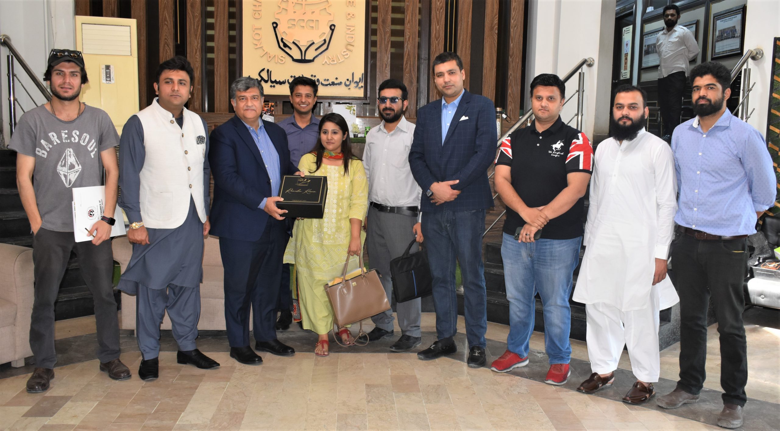 Mian Imran Akbar, President Sialkot Chamber of Commerce & Industry in a meeting with the delegation of Truly Organic Pakistan on April 19, 2022. Sheikh Zohaib Raffique Sethi, Senior Vice President and Mr. Qasim Malik, Vice President Sialkot Chamber also attended the meeting.